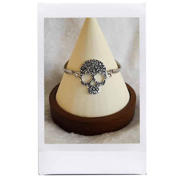 Silver Sugar Skull Bracelet - Picture 2 of 9